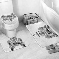 Super Samoa 685 Tribal Tattoo Bathroom Set Siapo Pattern White Edition LT03 Mat Set Only (3 pcs) One Size White - Polynesian Pride