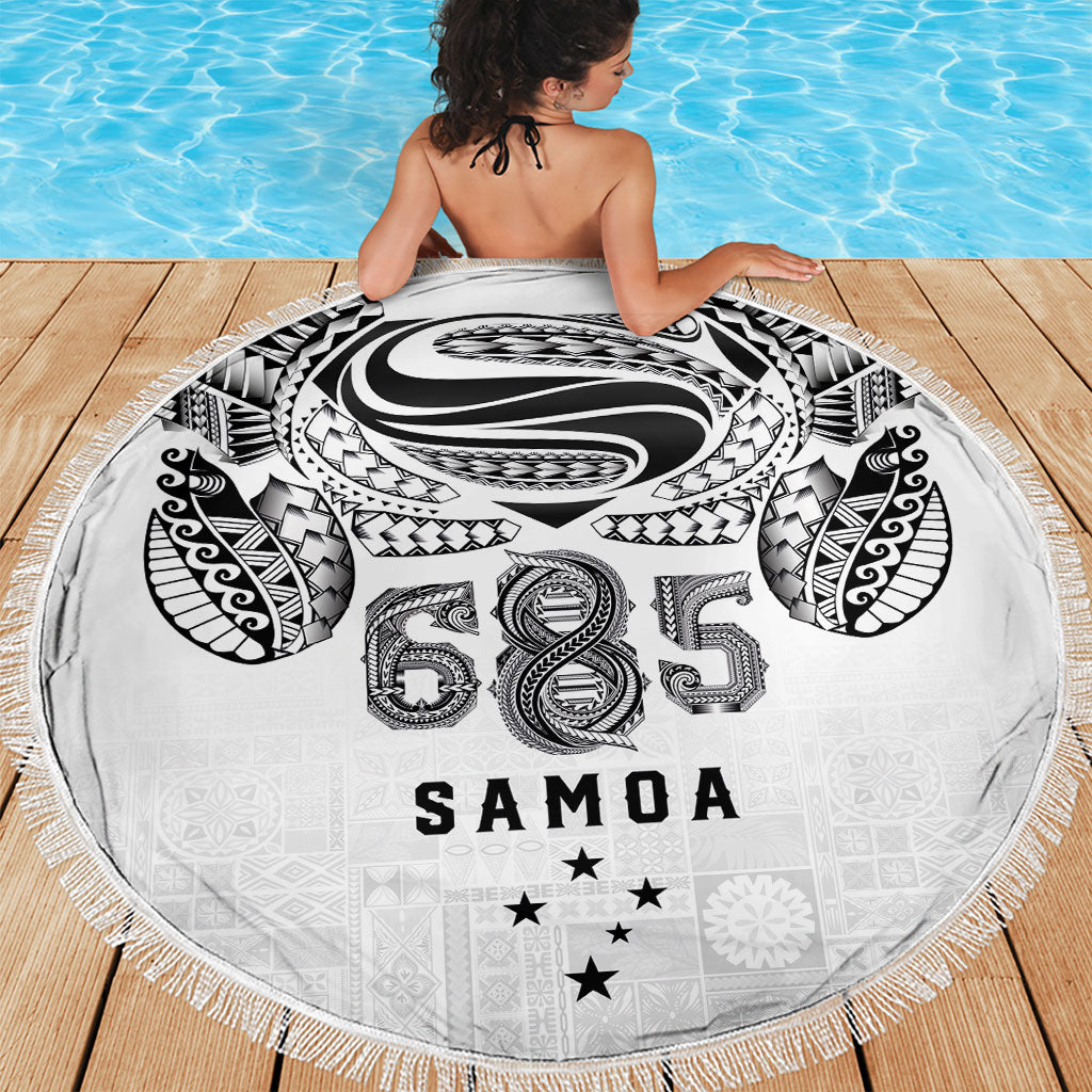 Super Samoa 685 Tribal Tattoo Beach Blanket Siapo Pattern White Edition LT03 - Polynesian Pride