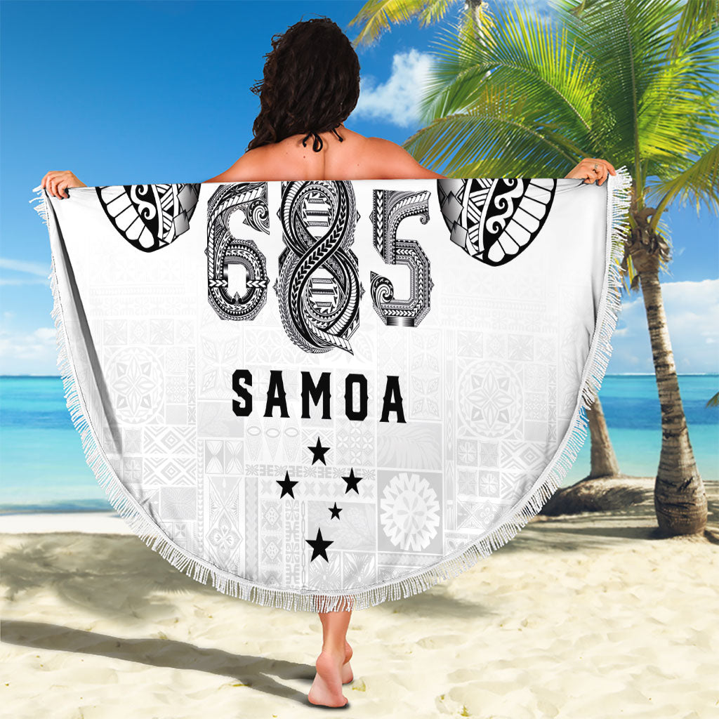 Super Samoa 685 Tribal Tattoo Beach Blanket Siapo Pattern White Edition LT03 - Polynesian Pride