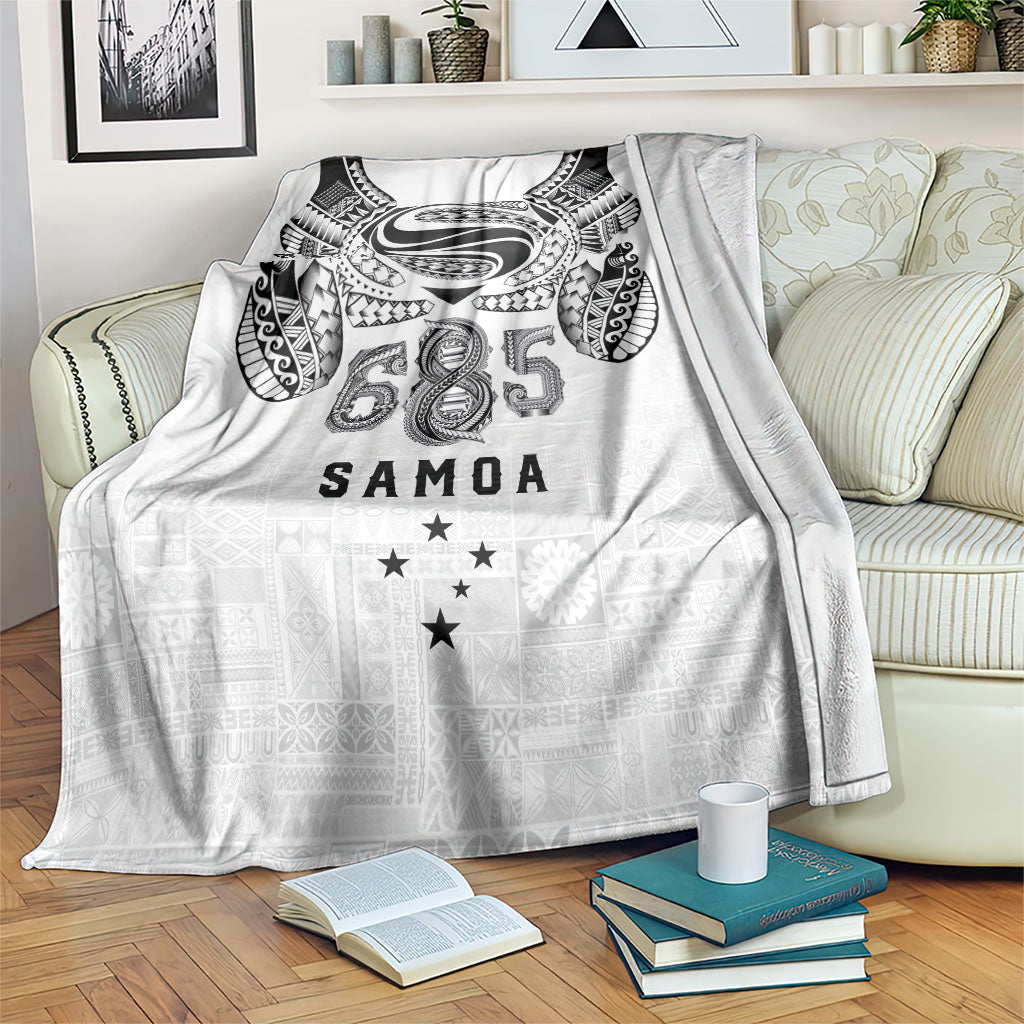 Super Samoa 685 Tribal Tattoo Blanket Siapo Pattern White Edition LT03 White - Polynesian Pride