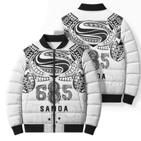 Super Samoa 685 Tribal Tattoo Bomber Puffer Jacket Siapo Pattern White Edition LT03 - Polynesian Pride