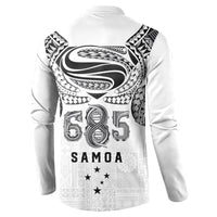Super Samoa 685 Tribal Tattoo Button Sweatshirt Siapo Pattern White Edition LT03 - Polynesian Pride