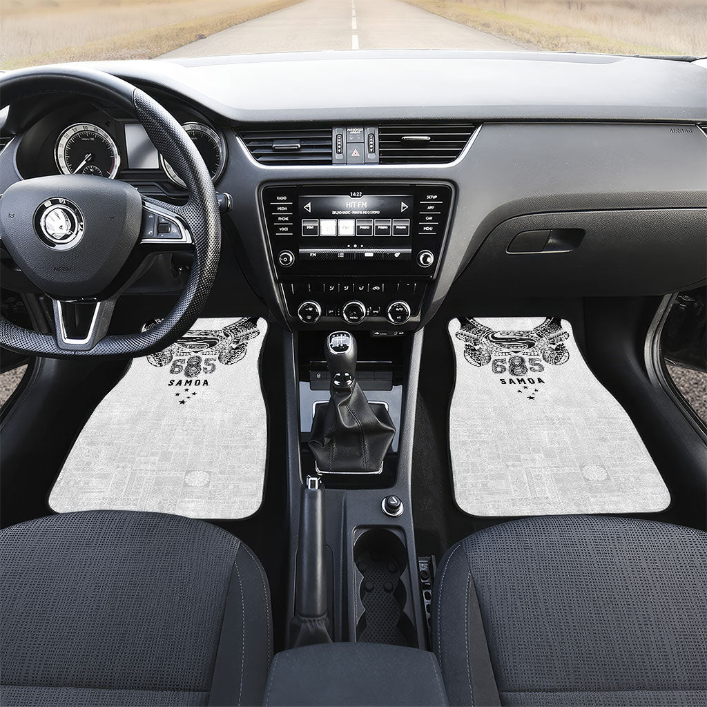 Super Samoa 685 Tribal Tattoo Car Mats Siapo Pattern White Edition LT03 Set 2pcs - Front White - Polynesian Pride