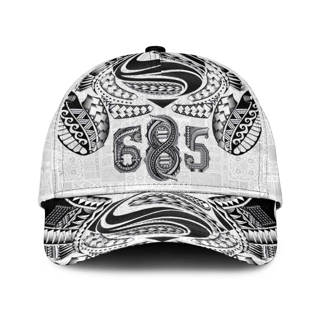 Super Samoa 685 Tribal Tattoo Classic Cap Siapo Pattern White Edition LT03 Universal Fit White - Polynesian Pride