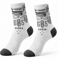 Super Samoa 685 Tribal Tattoo Crew Socks Siapo Pattern White Edition LT03 - Polynesian Pride