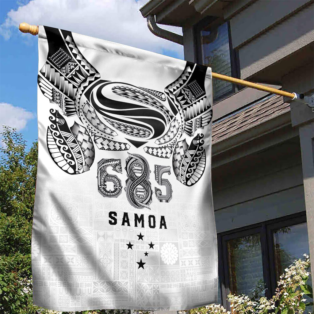 Super Samoa 685 Tribal Tattoo Garden Flag Siapo Pattern White Edition LT03 - Polynesian Pride