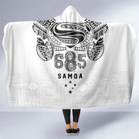 Super Samoa 685 Tribal Tattoo Hooded Blanket Siapo Pattern White Edition LT03 One Size White - Polynesian Pride