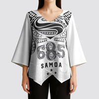 Super Samoa 685 Tribal Tattoo Kimono Sleeve Blouse Siapo Pattern White Edition LT03 - Polynesian Pride