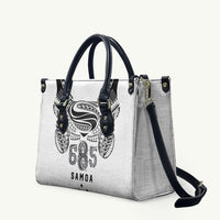 Super Samoa 685 Tribal Tattoo Leather Bag Siapo Pattern White Edition LT03 White - Polynesian Pride