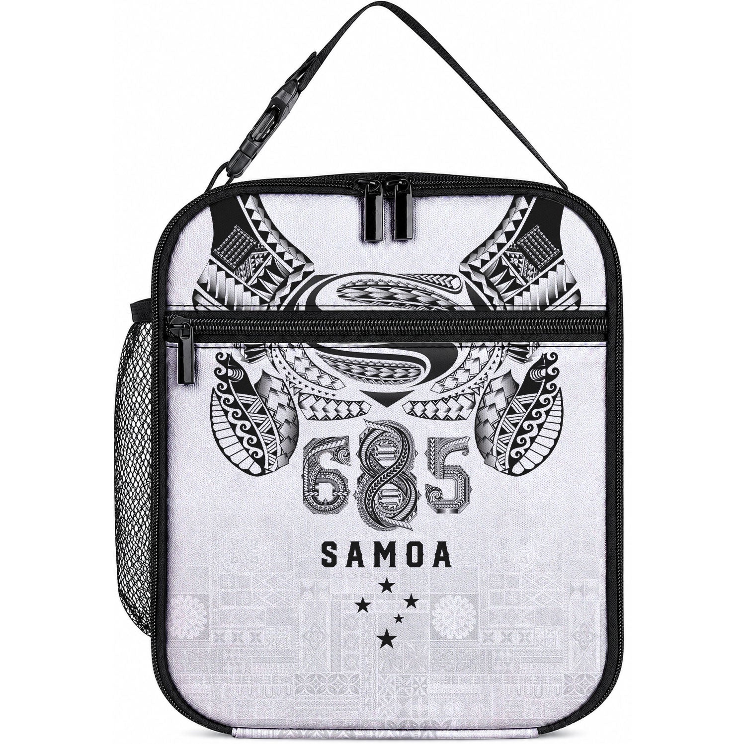 Super Samoa 685 Tribal Tattoo Lunch Bag Siapo Pattern White Edition LT03 10.2 × 8.3 × 4.3 inch White - Polynesian Pride