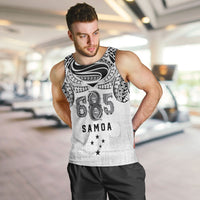 Super Samoa 685 Tribal Tattoo Men Tank Top Siapo Pattern White Edition LT03 White - Polynesian Pride