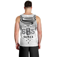 Super Samoa 685 Tribal Tattoo Men Tank Top Siapo Pattern White Edition LT03 - Polynesian Pride