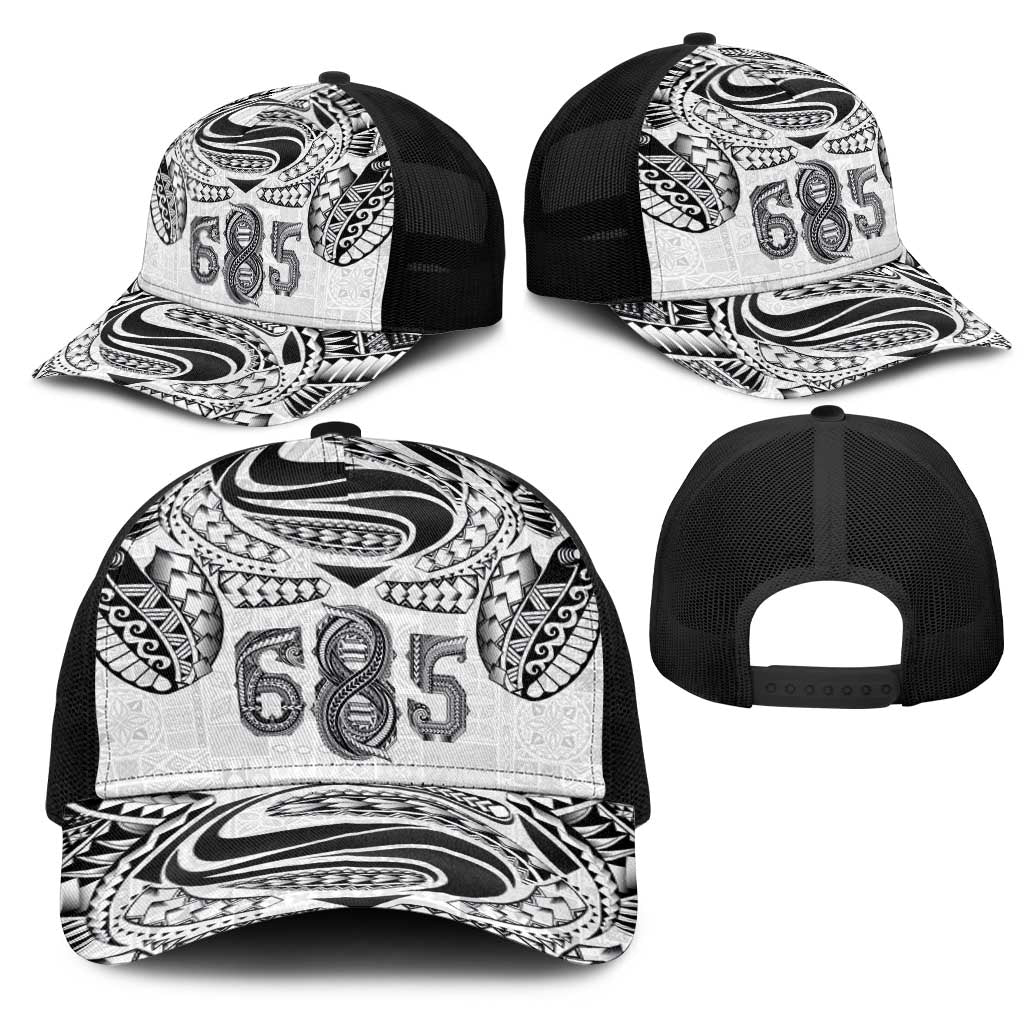 Super Samoa 685 Tribal Tattoo Mesh Trucker Cap Siapo Pattern White Edition LT03 - Polynesian Pride
