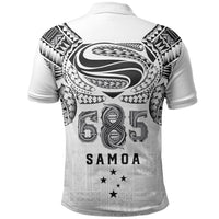 Super Samoa 685 Tribal Tattoo Polo Shirt Siapo Pattern White Edition LT03 - Polynesian Pride