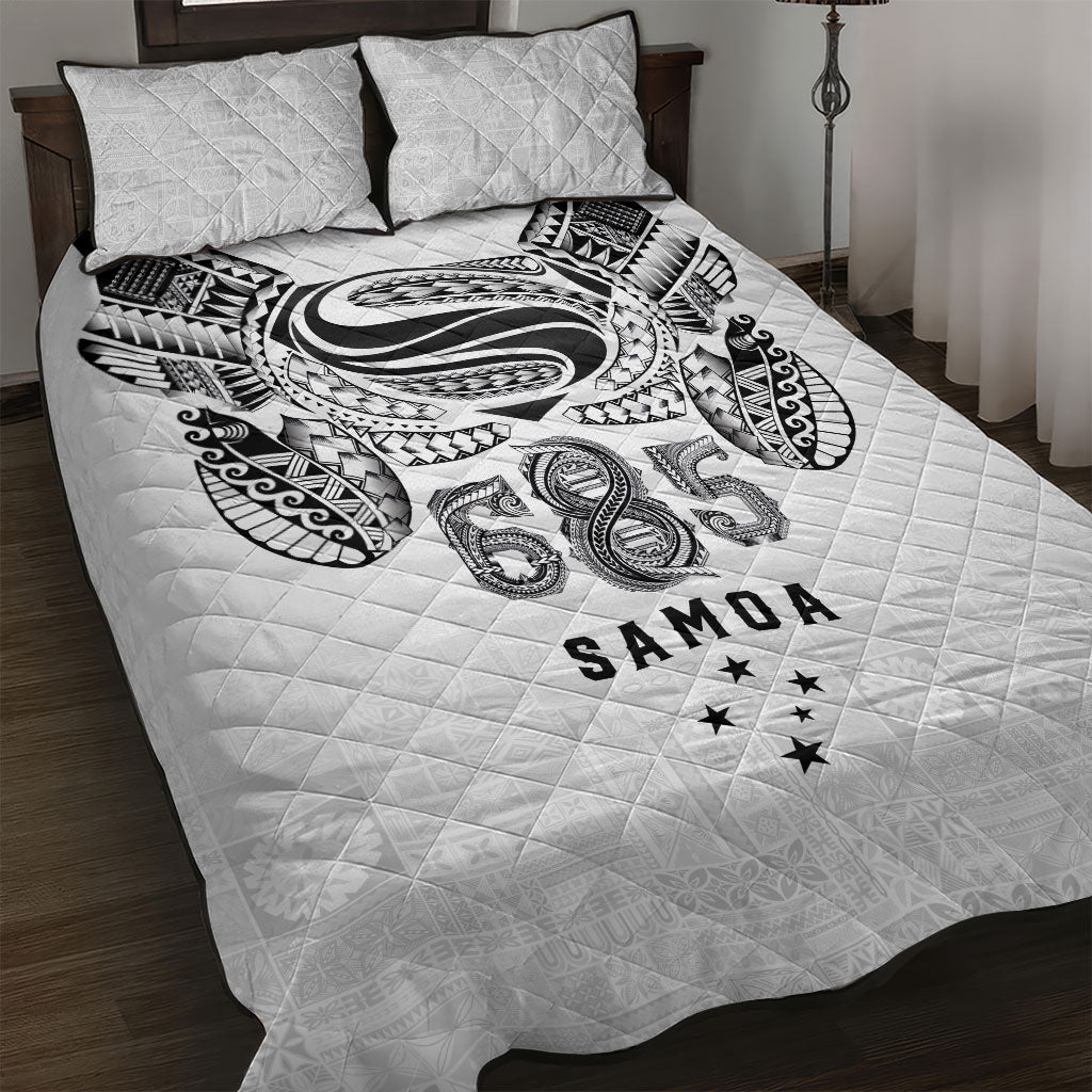 Super Samoa 685 Tribal Tattoo Quilt Bed Set Siapo Pattern White Edition LT03 White - Polynesian Pride