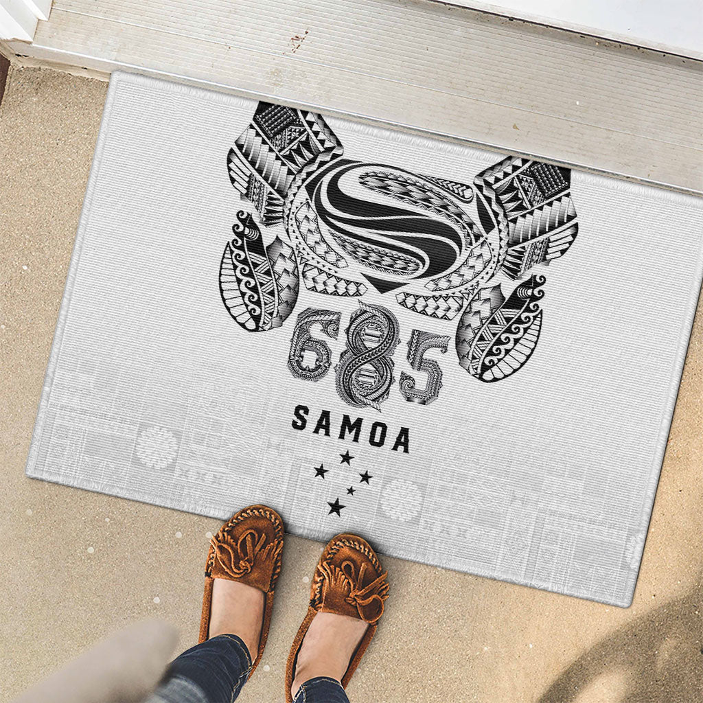 Super Samoa 685 Tribal Tattoo Rubber Doormat Siapo Pattern White Edition LT03 - Polynesian Pride
