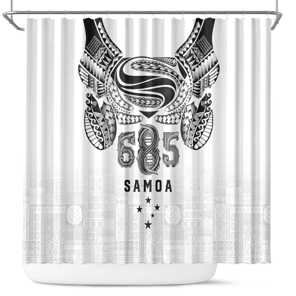 Super Samoa 685 Tribal Tattoo Shower Curtain Siapo Pattern White Edition LT03 White - Polynesian Pride