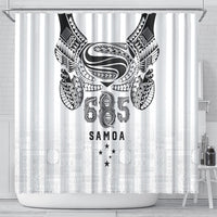 Super Samoa 685 Tribal Tattoo Shower Curtain Siapo Pattern White Edition LT03 - Polynesian Pride