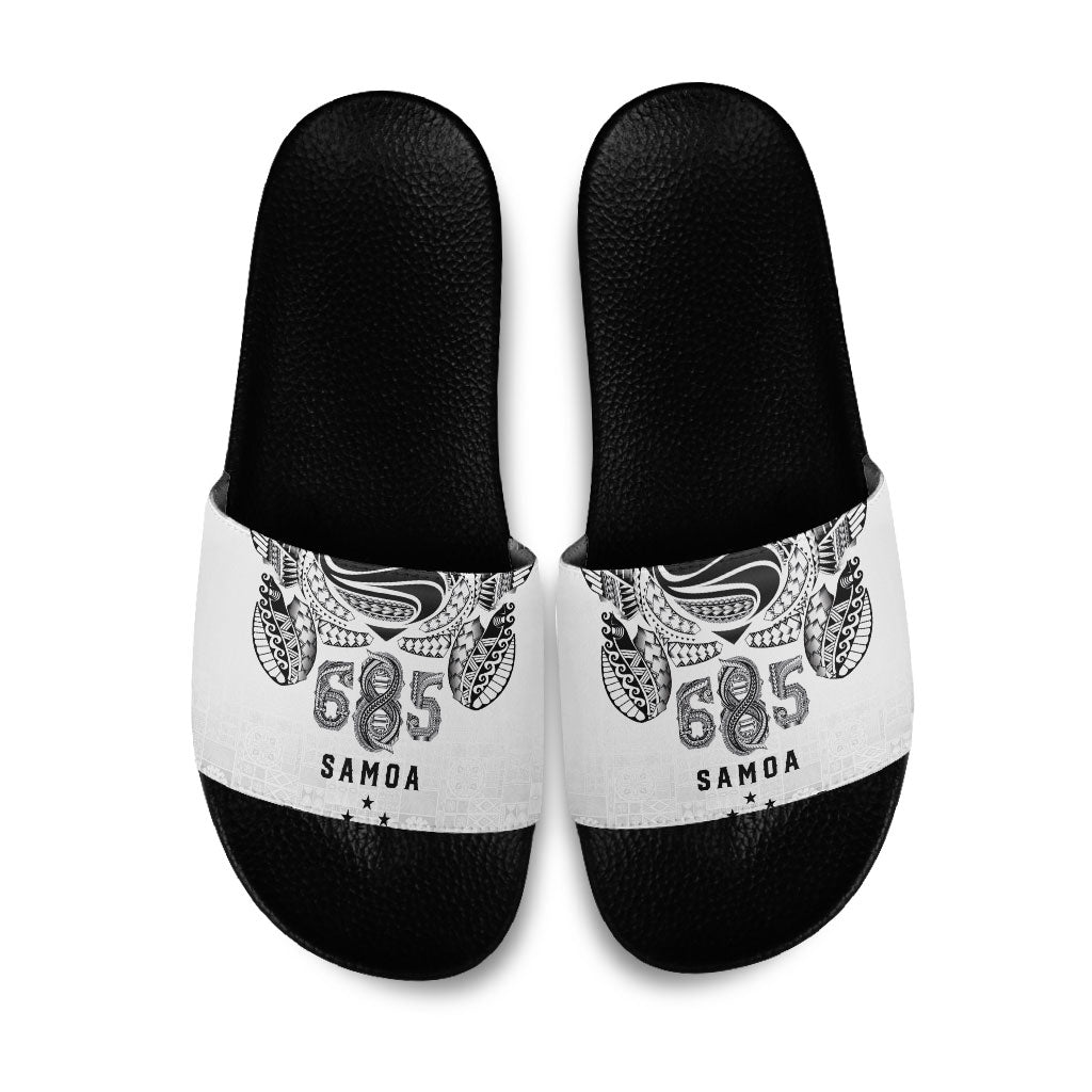 Super Samoa 685 Tribal Tattoo Slide Sandals Siapo Pattern White Edition LT03 White - Polynesian Pride