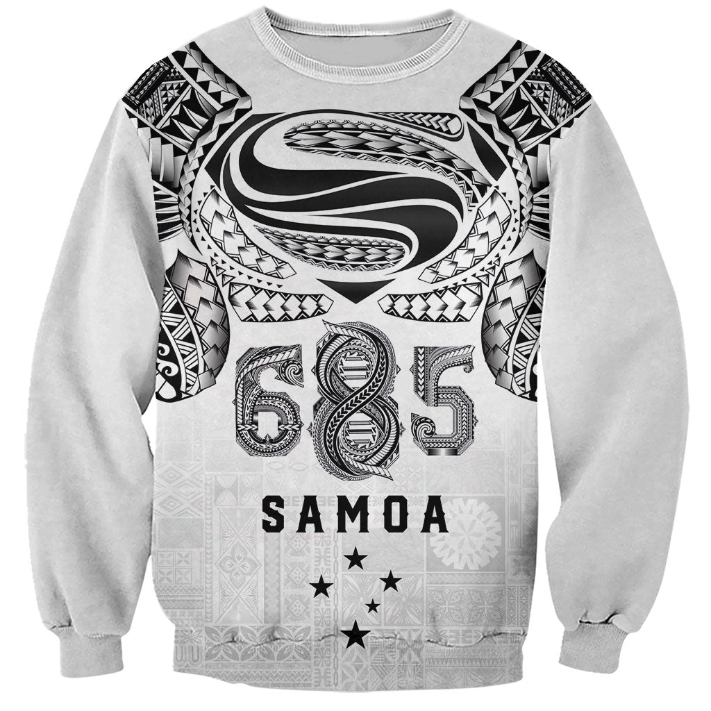 Super Samoa 685 Tribal Tattoo Sweatshirt Siapo Pattern White Edition LT03 Unisex White - Polynesian Pride