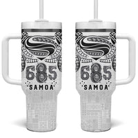 Super Samoa 685 Tribal Tattoo Tumbler With Handle Siapo Pattern White Edition LT03 One Size: 40 oz White - Polynesian Pride