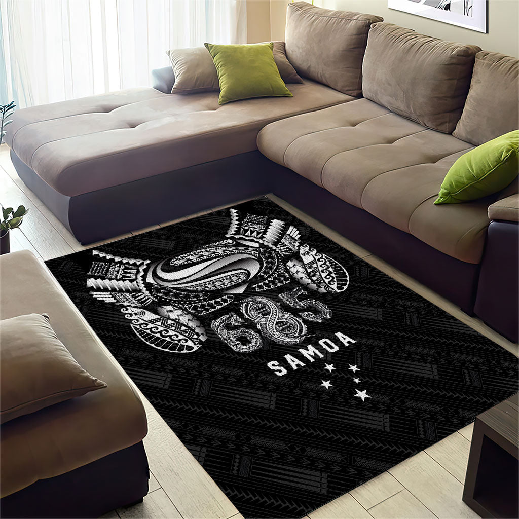 Super Samoa 685 Tribal Tattoo Area Rug Samoan Ornament Pattern Black Edition LT03 - Polynesian Pride