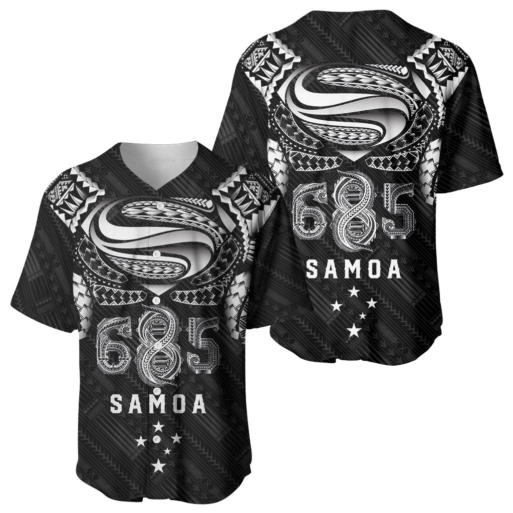 Super Samoa 685 Tribal Tattoo Baseball Jersey Samoan Ornament Pattern Black Edition LT03 - Polynesian Pride