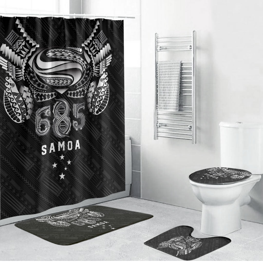 Super Samoa 685 Tribal Tattoo Bathroom Set Samoan Ornament Pattern Black Edition LT03 Bathroom Set (4 pcs) Black - Polynesian Pride