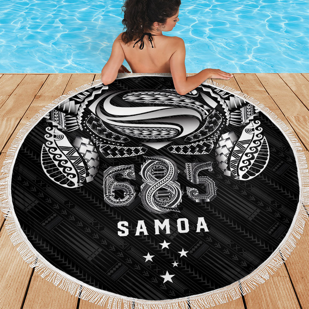 Super Samoa 685 Tribal Tattoo Beach Blanket Samoan Ornament Pattern Black Edition LT03 - Polynesian Pride