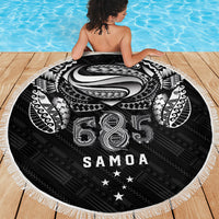 Super Samoa 685 Tribal Tattoo Beach Blanket Samoan Ornament Pattern Black Edition LT03 - Polynesian Pride
