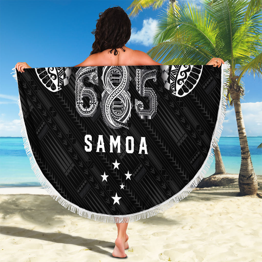 Super Samoa 685 Tribal Tattoo Beach Blanket Samoan Ornament Pattern Black Edition LT03 - Polynesian Pride