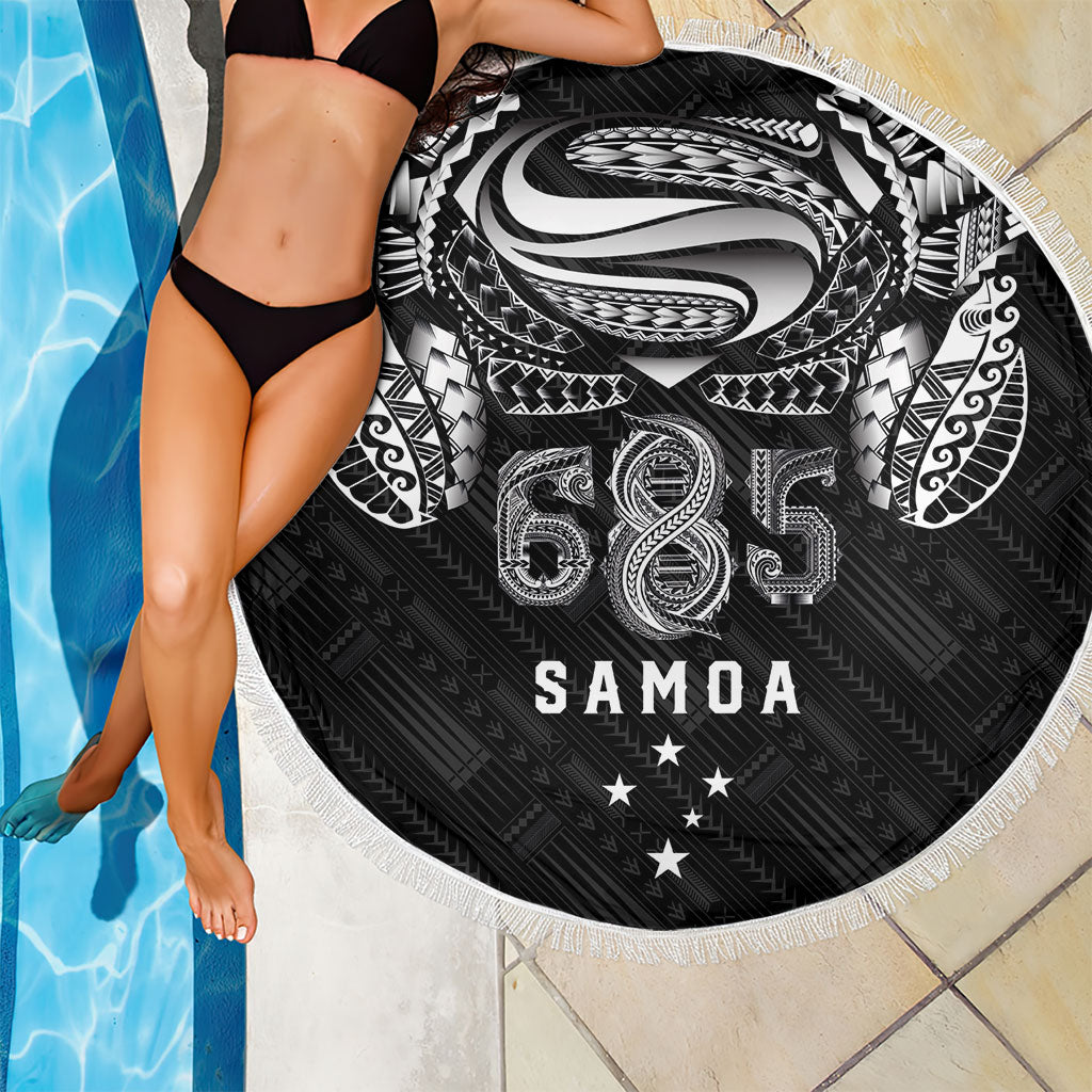 Super Samoa 685 Tribal Tattoo Beach Blanket Samoan Ornament Pattern Black Edition LT03 - Polynesian Pride