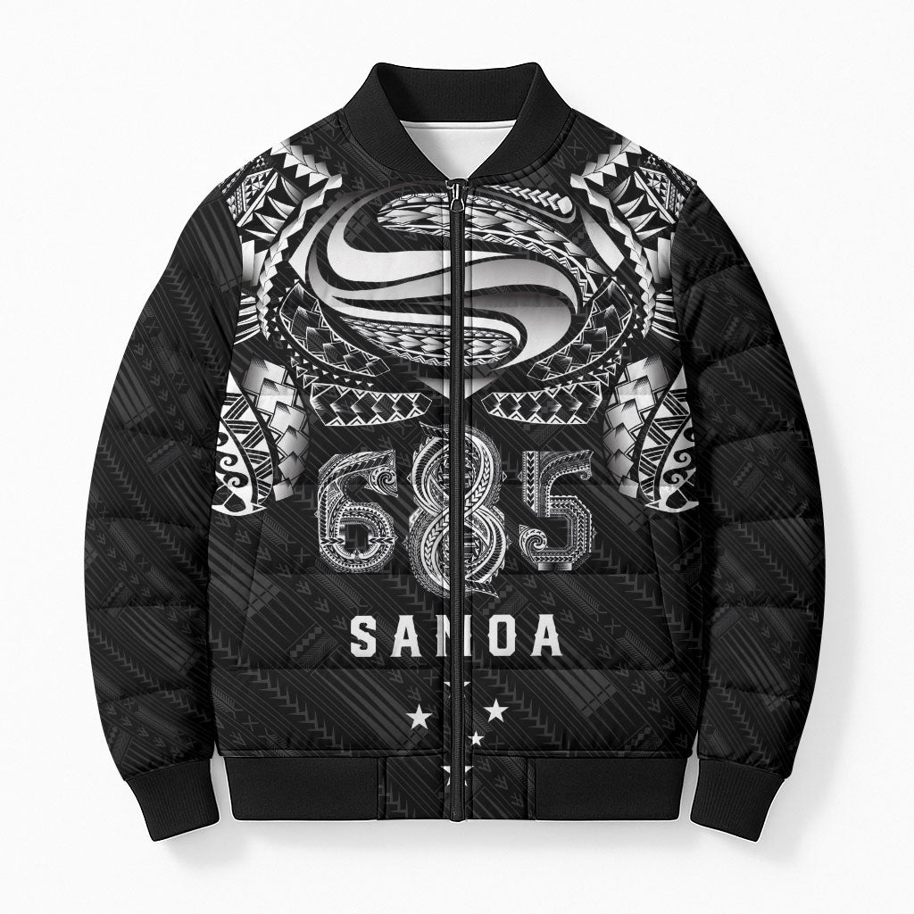 Super Samoa 685 Tribal Tattoo Bomber Puffer Jacket Samoan Ornament Pattern Black Edition LT03 Unisex Black - Polynesian Pride