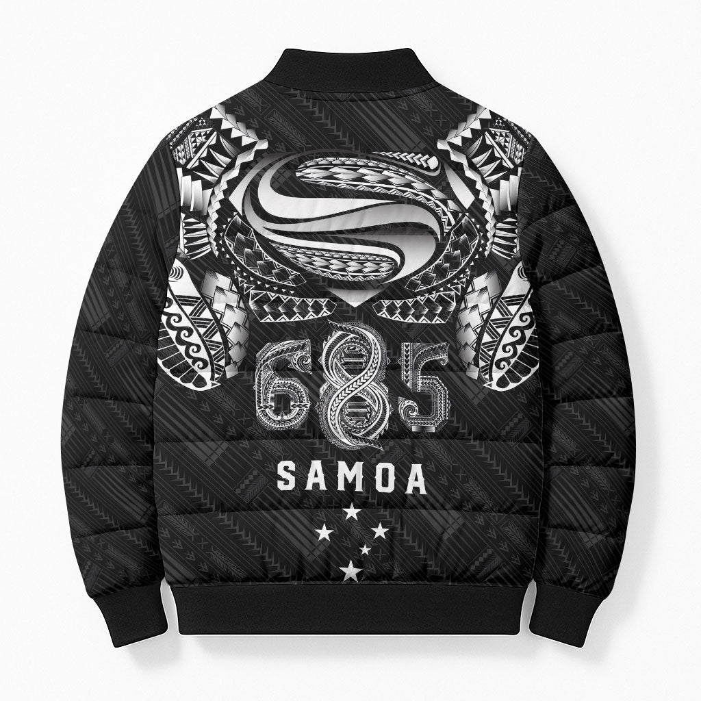 Super Samoa 685 Tribal Tattoo Bomber Puffer Jacket Samoan Ornament Pattern Black Edition LT03 - Polynesian Pride