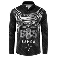 Super Samoa 685 Tribal Tattoo Button Sweatshirt Samoan Ornament Pattern Black Edition LT03 Black - Polynesian Pride