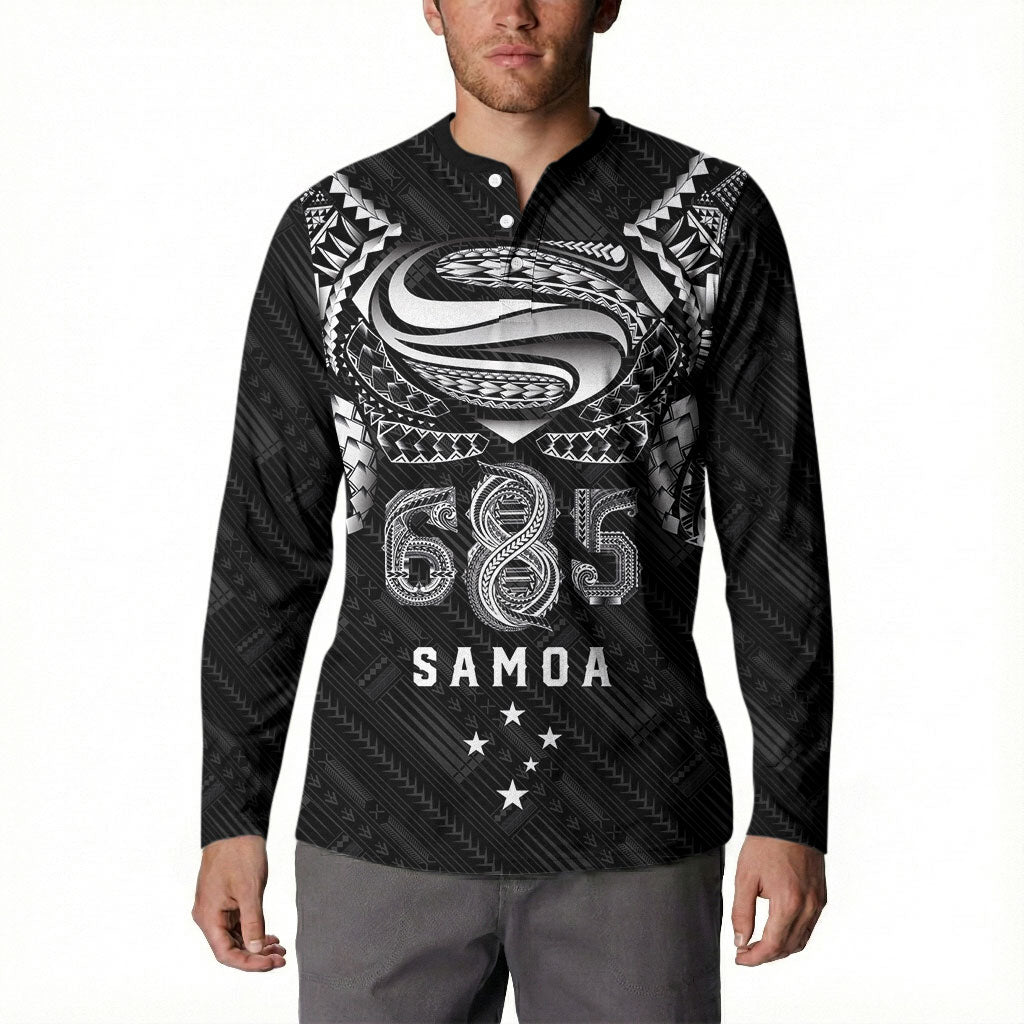 Super Samoa 685 Tribal Tattoo Button Sweatshirt Samoan Ornament Pattern Black Edition LT03 - Polynesian Pride