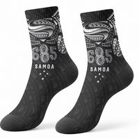 Super Samoa 685 Tribal Tattoo Crew Socks Samoan Ornament Pattern Black Edition LT03 - Polynesian Pride