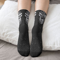 Super Samoa 685 Tribal Tattoo Crew Socks Samoan Ornament Pattern Black Edition LT03 - Polynesian Pride