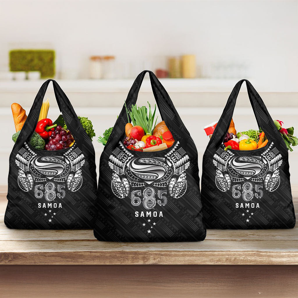 Super Samoa 685 Tribal Tattoo Grocery Bag Samoan Ornament Pattern Black Edition LT03 3-pack One Size Black - Polynesian Pride