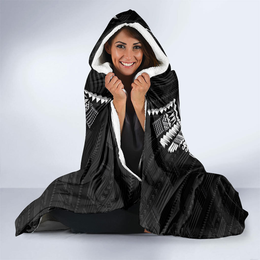 Super Samoa 685 Tribal Tattoo Hooded Blanket Samoan Ornament Pattern Black Edition LT03 - Polynesian Pride