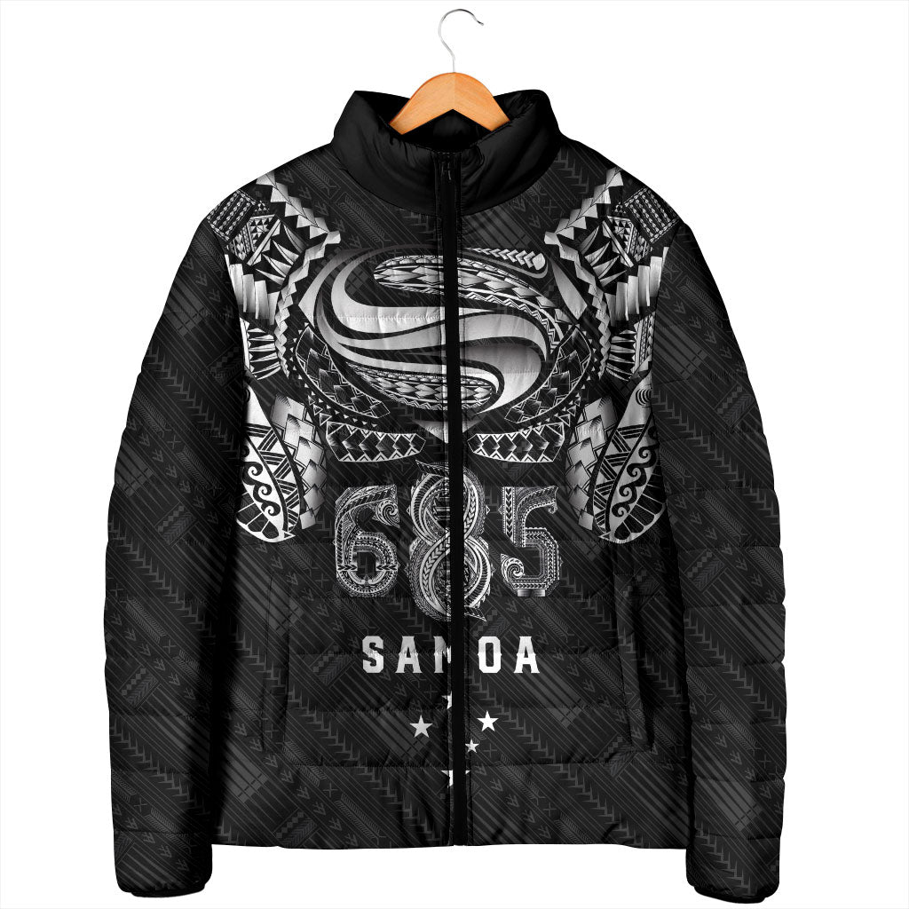 Super Samoa 685 Tribal Tattoo Padded Jacket Samoan Ornament Pattern Black Edition LT03 - Polynesian Pride