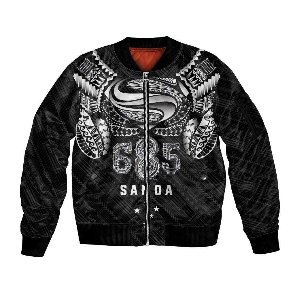 Super Samoa 685 Tribal Tattoo Sleeve Zip Bomber Jacket Samoan Ornament Pattern Black Edition LT03 Unisex Black - Polynesian Pride