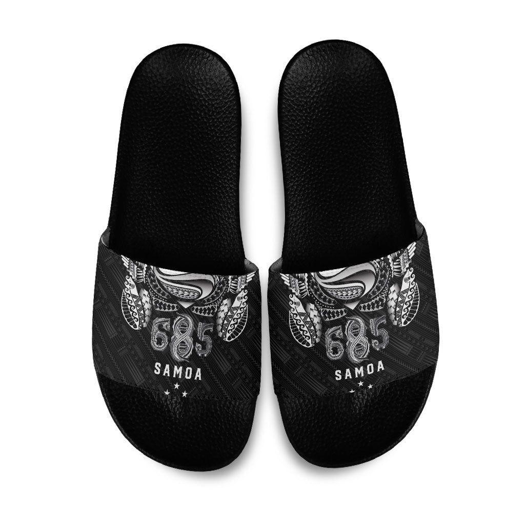 Super Samoa 685 Tribal Tattoo Slide Sandals Samoan Ornament Pattern Black Edition LT03 Black - Polynesian Pride