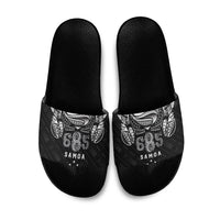 Super Samoa 685 Tribal Tattoo Slide Sandals Samoan Ornament Pattern Black Edition LT03 Black - Polynesian Pride