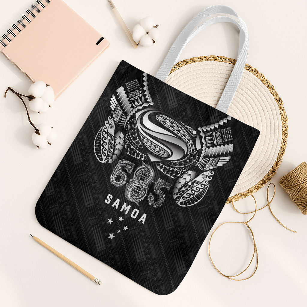 Super Samoa 685 Tribal Tattoo Tote Bag Samoan Ornament Pattern Black Edition LT03 White Strap One Size Black - Polynesian Pride