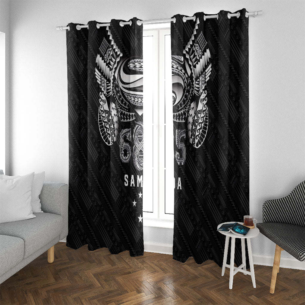 Super Samoa 685 Tribal Tattoo Window Curtain Samoan Ornament Pattern Black Edition LT03 With Grommets Black - Polynesian Pride