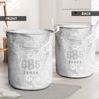 Super Samoa 685 Tribal Tattoo Laundry Basket Siapo Pattern All-White Edition LT03 - Polynesian Pride