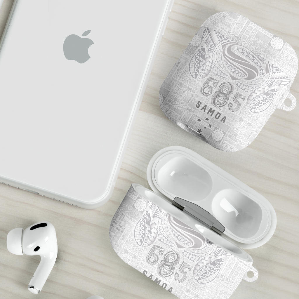 Super Samoa 685 Tribal Tattoo AirPods Case Siapo Pattern All-White Edition LT03 - Polynesian Pride