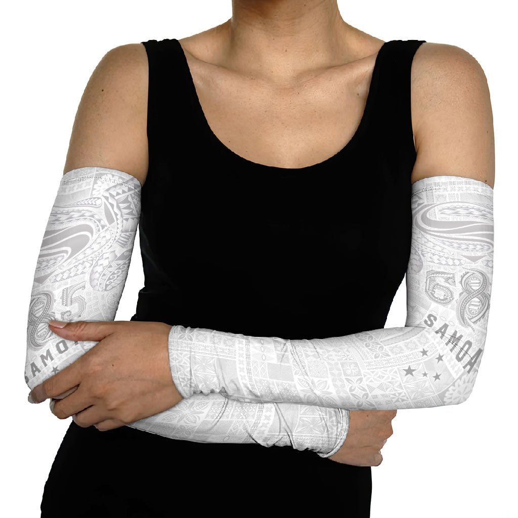 Super Samoa 685 Tribal Tattoo Arm Sleeves Siapo Pattern All-White Edition LT03 - Polynesian Pride