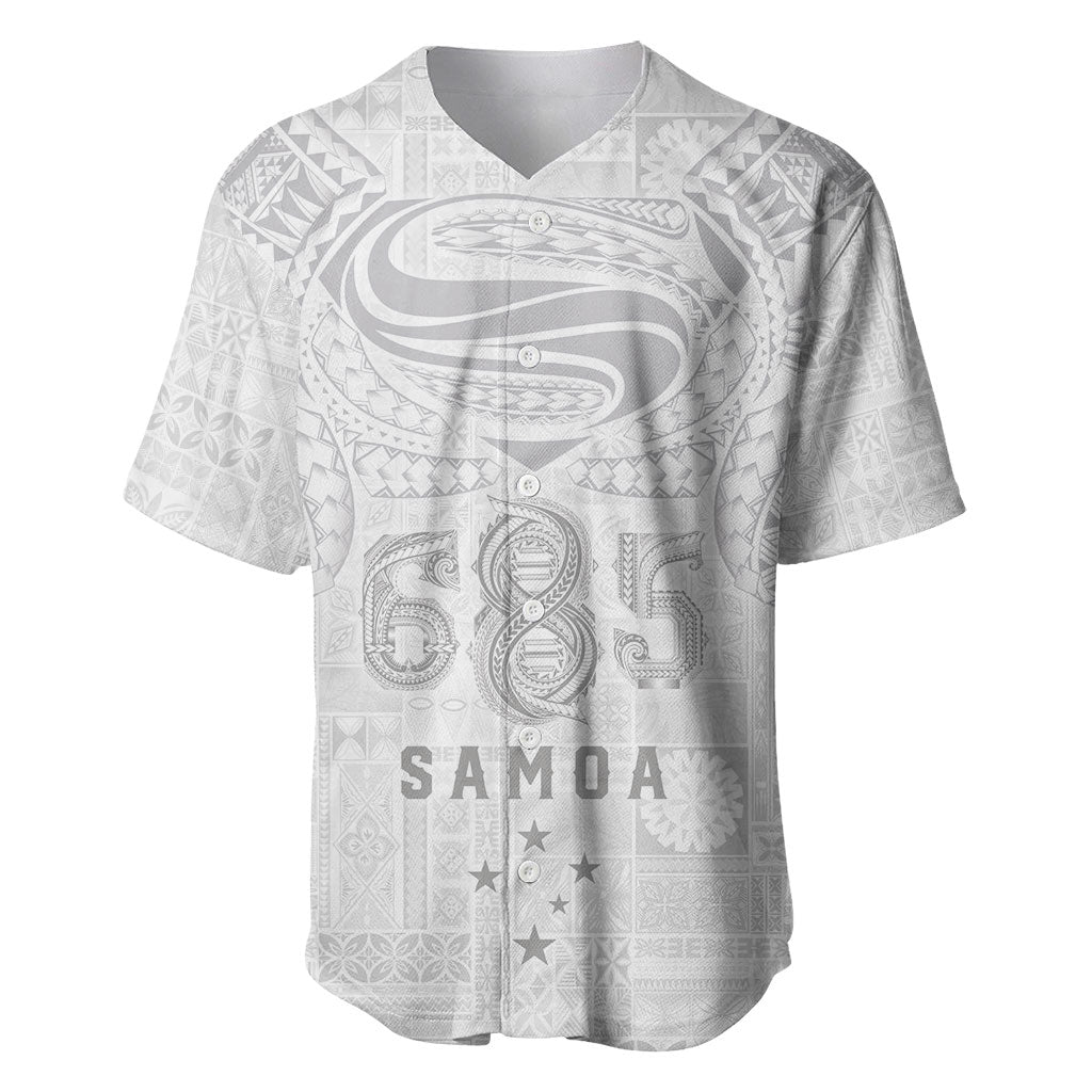Super Samoa 685 Tribal Tattoo Baseball Jersey Siapo Pattern All-White Edition LT03 White - Polynesian Pride